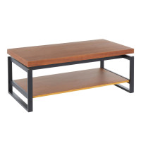 Lumisource TC-DRIFT BKWL Drift Industrial Coffee Table in Black Metal with Weathered Walnut Wood
